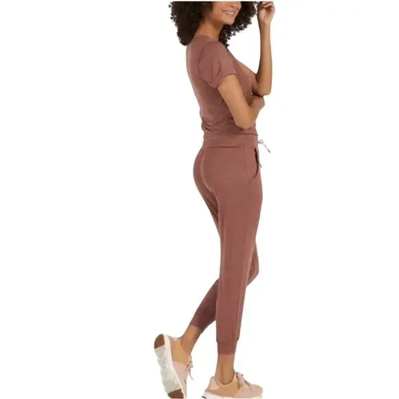 Vuori All Day Jumpsuit Short Sleeve Rolled Crop Terracotta Heather Brown Size XL - Picture 5 of 14